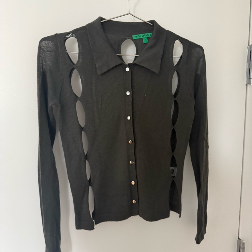 Emily Dawn Long Cutout Button Down Shirt